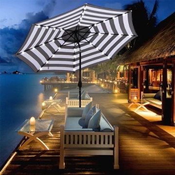 Blissun 9 ft Solar Umbrella with LED Lights for Outdoor