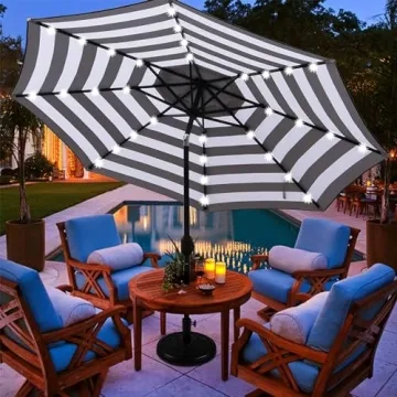 Blissun 9 ft Solar Umbrella with LED Lights for Outdoor