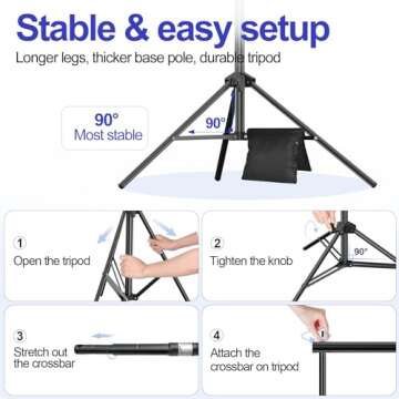 EMART 10x10FT Backdrop Stand, Photo Video Studio Adjustable&Lockable Heavy Duty Background Support System Kit with 6 Backdrop Clamps, 2 Sandbag and Carry Bag for Photography, Parties, Wedding, Video