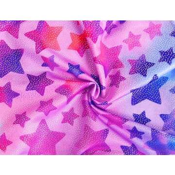 TENVDA Dance Leotard for Girls Ballet Dress Size 6-7 Years Old Sparkly Hotpink Stars Sleeveless Ballerina Outfit Skirts