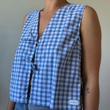 Women Y2K Tie Front Tank Top Sleeveless V-Neck Crop Top Casual Summer Cami Shirt