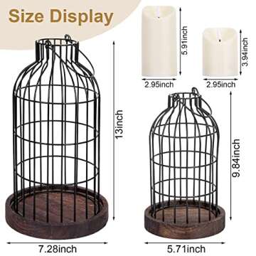 Modern Farmhouse Decor Candle Holder with Electronic Candle, Rustic Farmhouse Lantern Decor Wire Met...