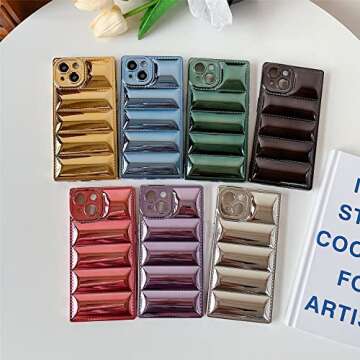 Cocomii - Rectangle Case Compatible with iPhone 12 - Puffer Jacket, Quilted Pattern, Glossy, Women Girls Men, Protective Phone Case for iPhone 12 6.1 inch, Silver