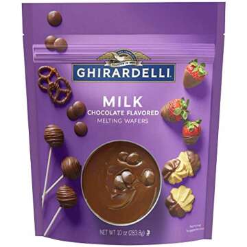 Ghirardelli Melting Wafers Bundle, Milk Chocolate, Dark Chocolate, White Chocolate, Set of 3-10oz each