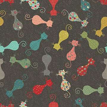 Arrow Sewing HCAT Adjustable Height Hydraulic Sewing and Craft Chair with Under Seat Storage and Printed Fabric, Black Cat Fabric