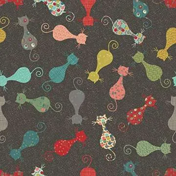 Arrow Sewing HCAT Adjustable Height Hydraulic Sewing and Craft Chair with Under Seat Storage and Printed Fabric, Black Cat Fabric