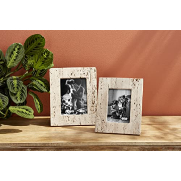Mud Pie Cream Travertine Frame | Elegant and Unique 9.5" x 7.5"