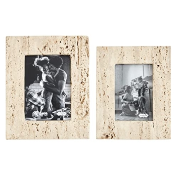 Mud Pie Cream Travertine Frame | Elegant and Unique 9.5" x 7.5"