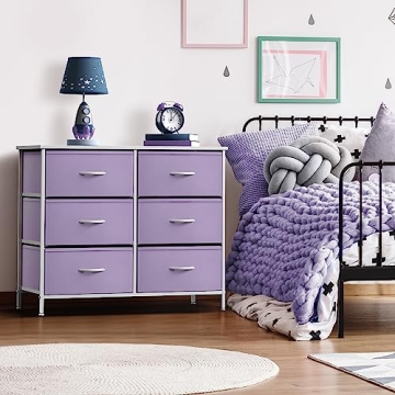 Sorbus 6-Drawer Pastel Purple Dresser for Kids