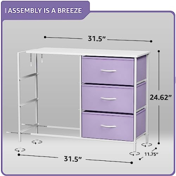 Sorbus 6-Drawer Pastel Purple Dresser for Kids