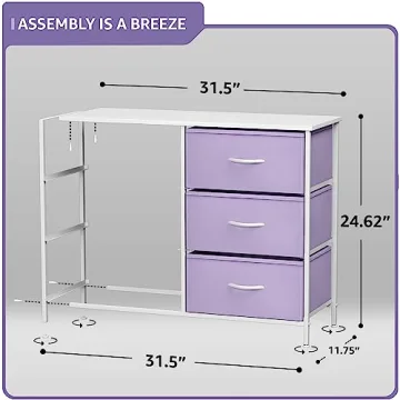 Sorbus 6-Drawer Pastel Purple Dresser for Kids