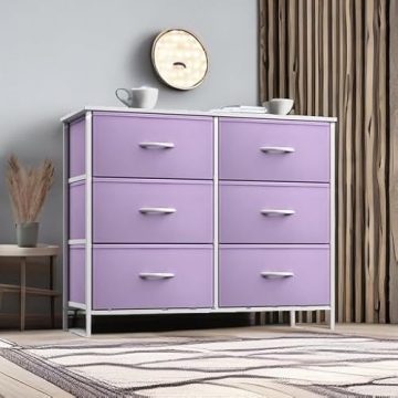Sorbus 6-Drawer Pastel Purple Dresser for Kids