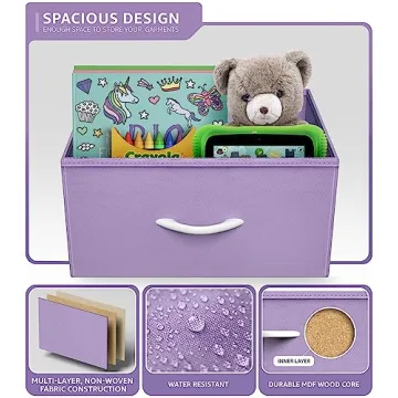Sorbus 6-Drawer Pastel Purple Dresser for Kids