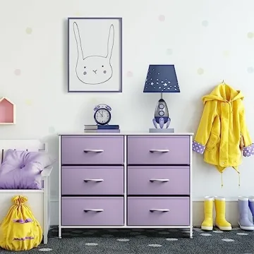 Sorbus 6-Drawer Pastel Purple Dresser for Kids