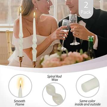 Gedengni White Candle Sticks Tapered Candles,9 Inches Short Twisted Candlesticks Spiral Taper Candle...