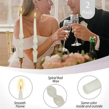 Gedengni White Candle Sticks Tapered Candles,9 Inches Short Twisted Candlesticks Spiral Taper Candle...