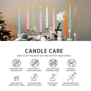 Gedengni White Candle Sticks Tapered Candles,9 Inches Short Twisted Candlesticks Spiral Taper Candle Dinner Twirl Candles for Home Dinner Wedding Party Decoration,3D-White