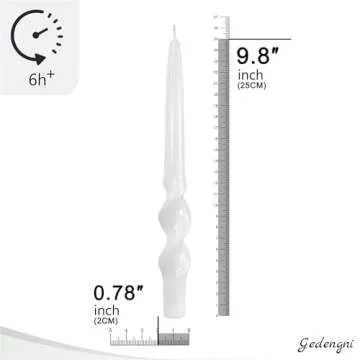 Gedengni White Candle Sticks Tapered Candles,9 Inches Short Twisted Candlesticks Spiral Taper Candle Dinner Twirl Candles for Home Dinner Wedding Party Decoration,3D-White