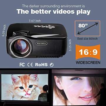 HAUSBELL Mini Projector - Portable LED HD Projector