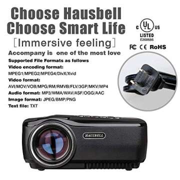 HAUSBELL Mini Projector - Portable LED HD Projector