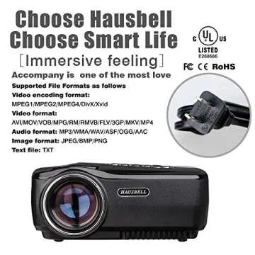 HAUSBELL Mini Projector - Portable LED HD Projector