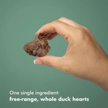 King Lou Pets - Whole Duck Hearts for Dogs and Cats - USA-Made Freeze Dried Duck Hearts - Taurine, Zinc, and Iron - Contains 30-50 Whole Hearts