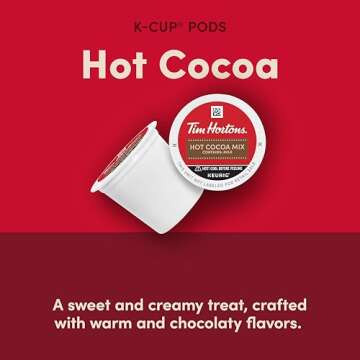 Tim Hortons Original Hot Chocolate, Single Serve Keurig K-Cup Pods, 10 Count