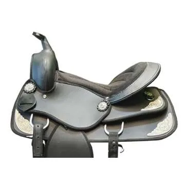 Supreme Series Synthetic Western Barrel Racing Horse Saddle Light Weight Horse Saddle All Accessory Included (Brown, 16 Inches) (16 Inches, Black)