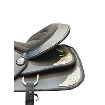 Supreme Series Synthetic Western Barrel Racing Horse Saddle Light Weight Horse Saddle All Accessory Included (Brown, 16 Inches) (16 Inches, Black)