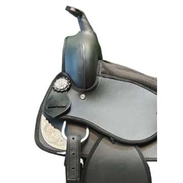 Supreme Series Synthetic Western Barrel Racing Horse Saddle Light Weight Horse Saddle All Accessory Included (Brown, 16 Inches) (16 Inches, Black)