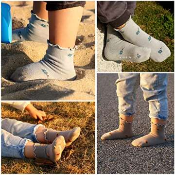 Libsofter Baby Girl Socks Toddler Frilly Ruffle Socks Infant Newborn Neutral Socks Non Skid Anti Slip with Grips