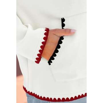 MEROKEETY Women's 2024 Casual Long Sleeve Hoodies Fall Loose Pullover Sweatshirts Tops with Pockets, White, L