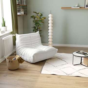 TIFLON Fireside Chair,Lazy Floor Sofa Couches,Teddy Velvet Lounge Chair, Accent Couch,Corner Chair Sofa for Living Room Bedroom Salon Office (Beige, 1Seat)