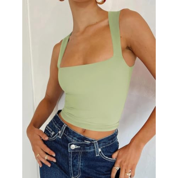 Stylish REORIA Square Neck Crop Top – Perfect for Summer