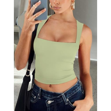 Stylish REORIA Square Neck Crop Top – Perfect for Summer