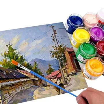 Hslife 120 Pcs Blue Handle Paint Brushes Set for Artists