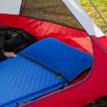 Gold Armour Camping Pillow - Backpacking and Travel Pillow for Sleeping and Traveling - Compressible Memory Foam Travel Pillow - Essential Camping Accessories Gear (Small 12 x 16in, Blue)