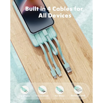 Portable Charger with Built-In Cables for Fast Charging