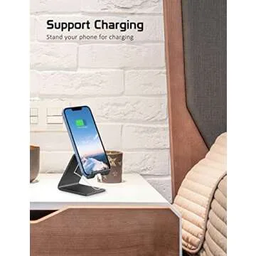 ToBeoneer Phone Stand, Aluminum Phone Holder for iPhone 16 15 14 13 12 11 X 8 7 6 Plus 5, Tablet, Samsung, Huawei, Suitable for All Smartphones, Adding a Touch of Style to Your Office Decor, Black