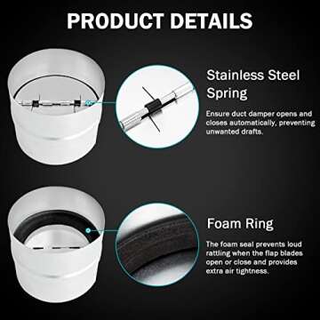 8 Inch Backdraft Damper for Efficient Airflow Control