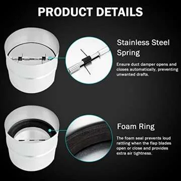 8 Inch Backdraft Damper for Efficient Airflow Control