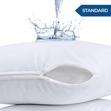 Utopia Bedding Waterproof Pillow Protectors Zippered (2 Pack, White) Standard Size, Zippered Pillowc...