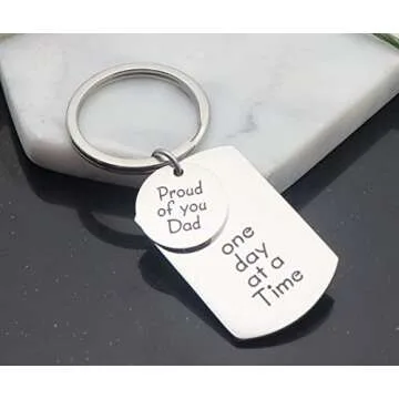 Eilygen Sobriety Keychain Gift for Dad Recovery Support