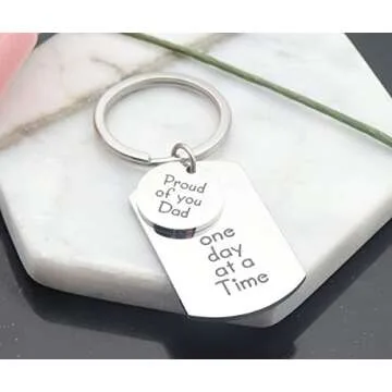 Eilygen Sobriety Keychain Gift for Dad Recovery Support