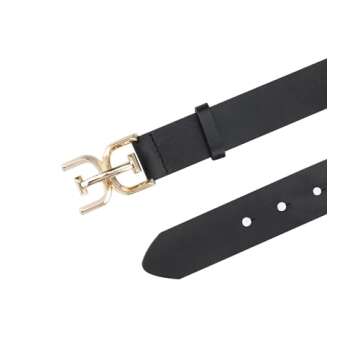 Sam Edelman Women's Double-E Logo Plaque Buckle Jean and Trouser Belt, Black, Small