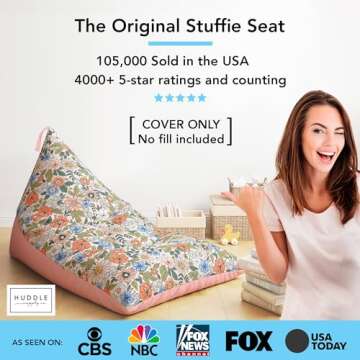 HUDDLE Original Stuffed Animal Bean Bag Storage Extra Large Designer Beanbag Chairs for Kids Teens &...