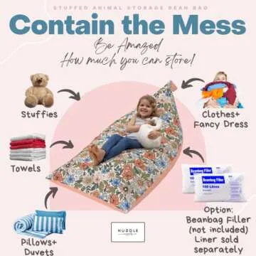 HUDDLE Original Stuffed Animal Bean Bag Storage for Kids