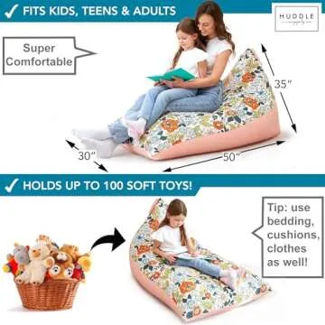 HUDDLE Original Stuffed Animal Bean Bag Storage for Kids
