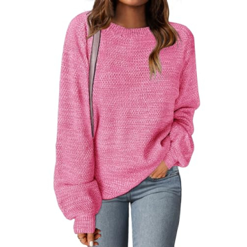 MEROKEETY Women's 2024 Fall Winter Oversized Pullover Sweater Trendy Crew Neck Long Sleeve Heathered...