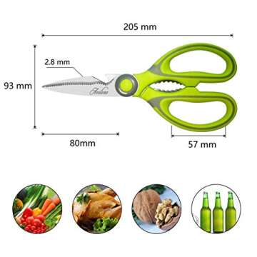 Kitchen Shears, Acelone Premium Heavy Duty Shears Ultra Sharp Stainless Steel Multi-function Kitchen Scissors for Chicken/Poultry/Fish/Meat/Vegetables/Herbs/BBQ… (Light Green)